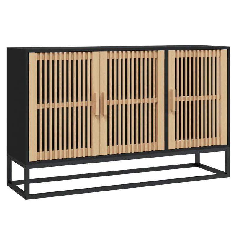 Aparador - Mueble de almacenamiento de madera contrachapada negro 105x30x65 cm es2945