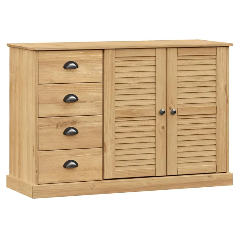 Aparador - Mueble de almacenamiento con cajones madera maciza pino gris 113x40x75 cm es1845