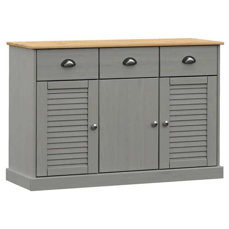 Aparador - Mueble de almacenamiento con cajones madera maciza pino gris 113x40x75 cm es1846