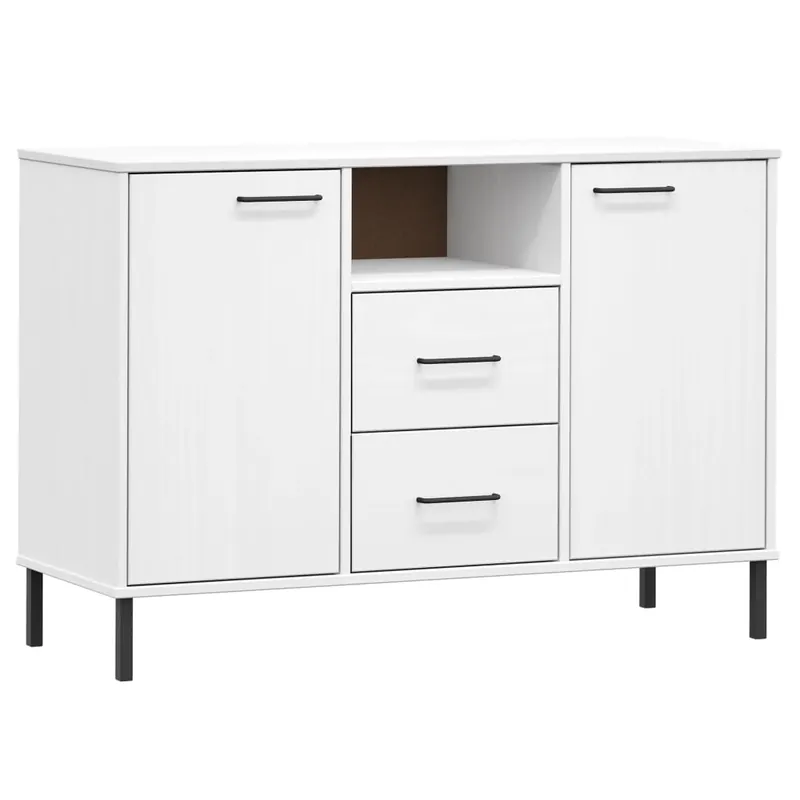 Aparador - Mueble de almacenamiento con patas metal OSLO madera maciza gris 113x40x77 cm es2116