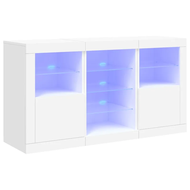 Aparador - Mueble de almacenamiento con luces LED blanco 123x37x67 cm es1911