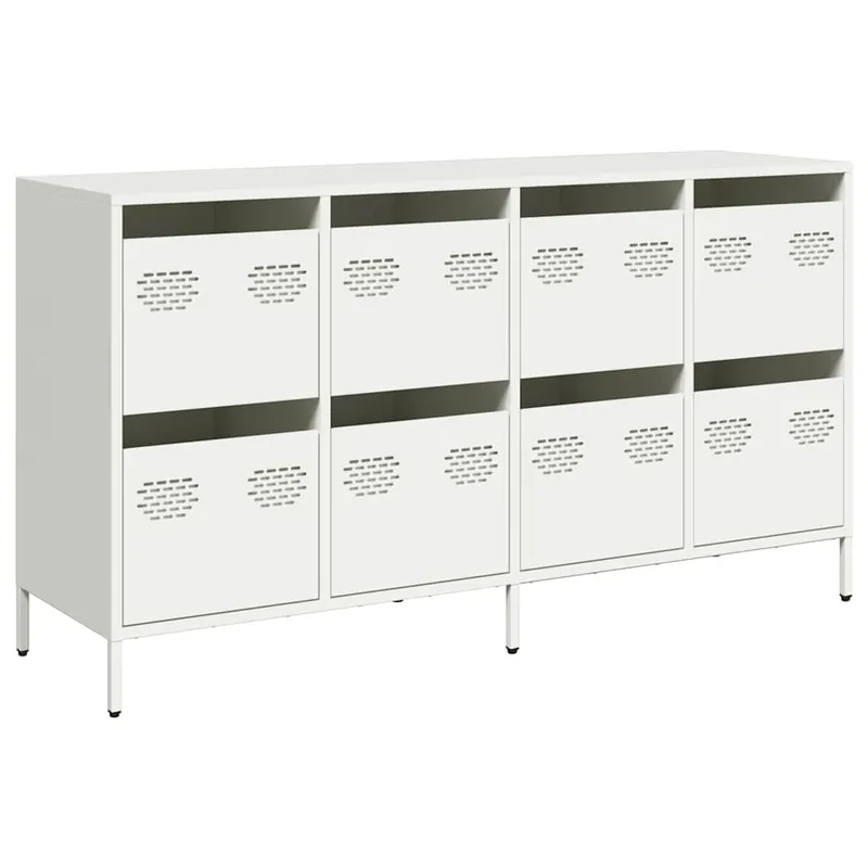 Aparador - Mueble de almacenamiento de acero laminado en frío blanco 135x39x73,5 cm es2278