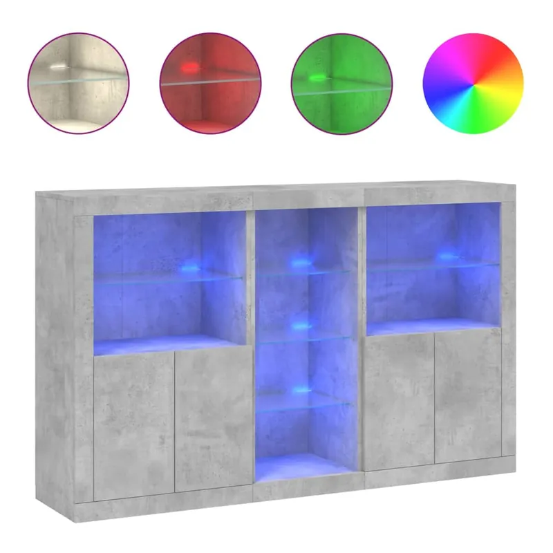 Aparador - Mueble de almacenamiento con luces LED roble Sonoma 162x37x100 cm es2064