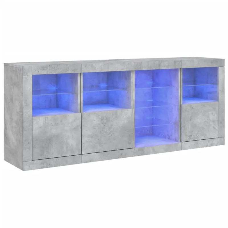 Aparador - Mueble de almacenamiento con luces LED roble ahumado 164x37x67 cm es2030