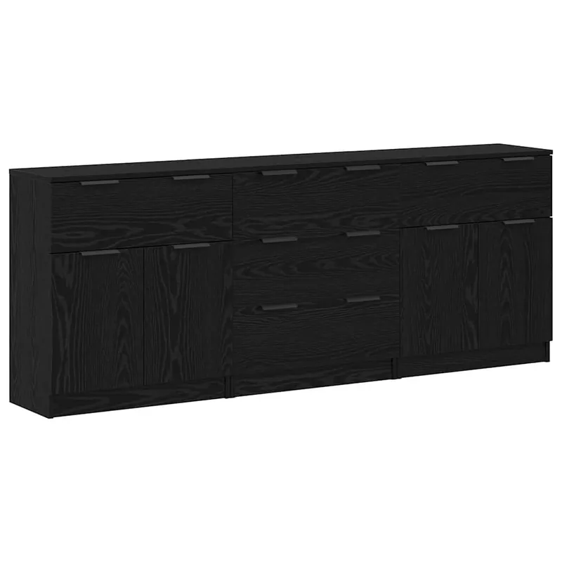 Aparador - Mueble de almacenamiento con cajón 3 pcs Roble Negro 181 x 30 x 70 cm es1732
