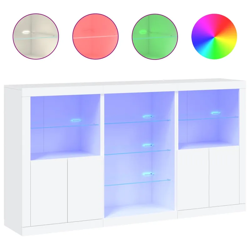 Aparador - Mueble de almacenamiento con luces LED roble Sonoma 181,5x37x100 cm es2070
