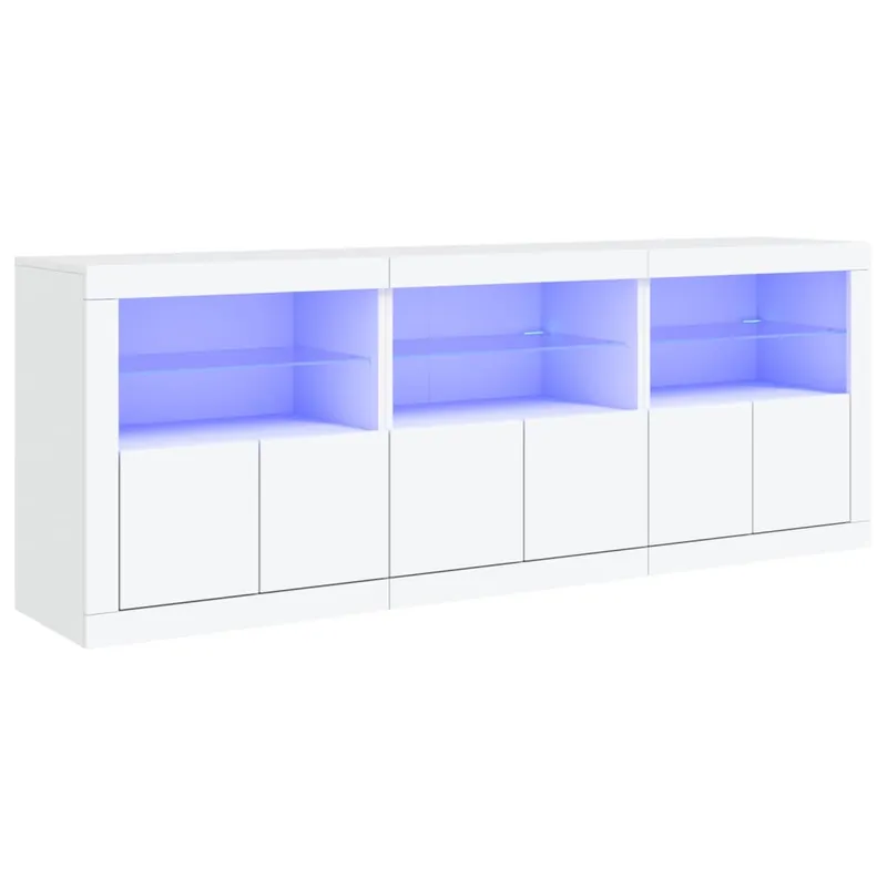 Aparador - Mueble de almacenamiento con luces LED gris hormigón 181,5x37x67 cm es1952