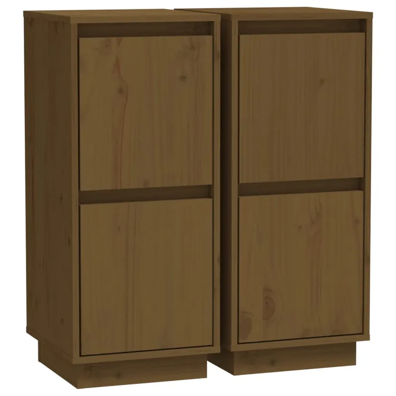 Aparador - Mueble de almacenamiento 2 uds madera maciza de pino marrón miel 31,5x34x75 cm es50