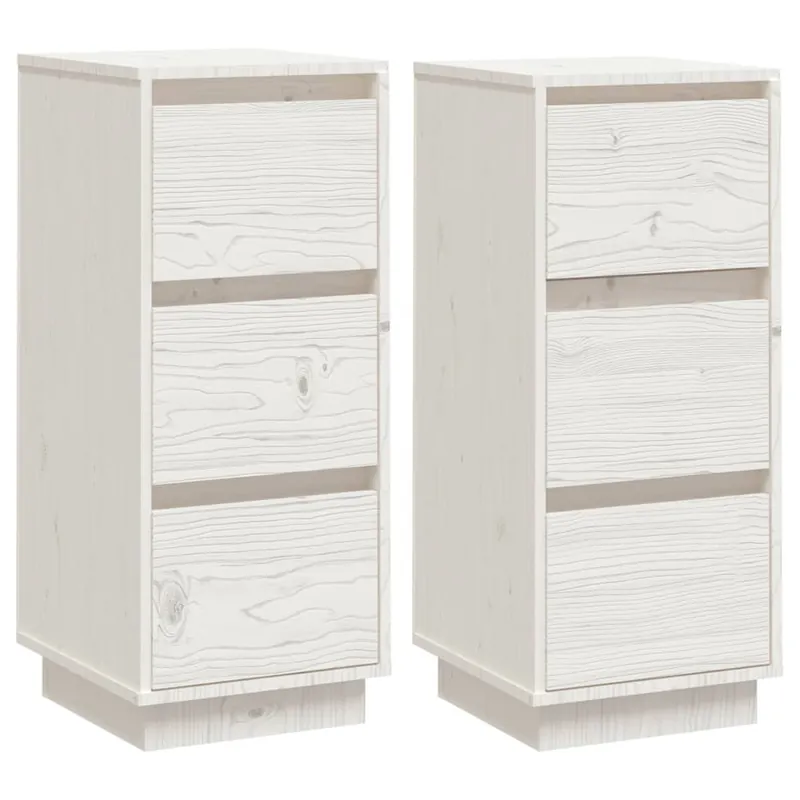 Aparador - Mueble de almacenamiento 2 uds madera maciza de pino negro 32x34x75 cm es53