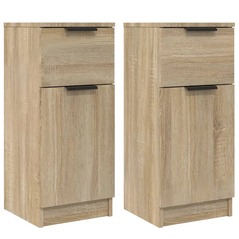 Aparador - Mueble de almacenamiento 2 uds madera contrachapada gris hormigón 30x30x70 cm es42