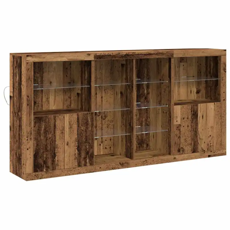Aparador - Mueble de almacenamiento con luces LED roble Sonoma 202x37x100 cm es2073