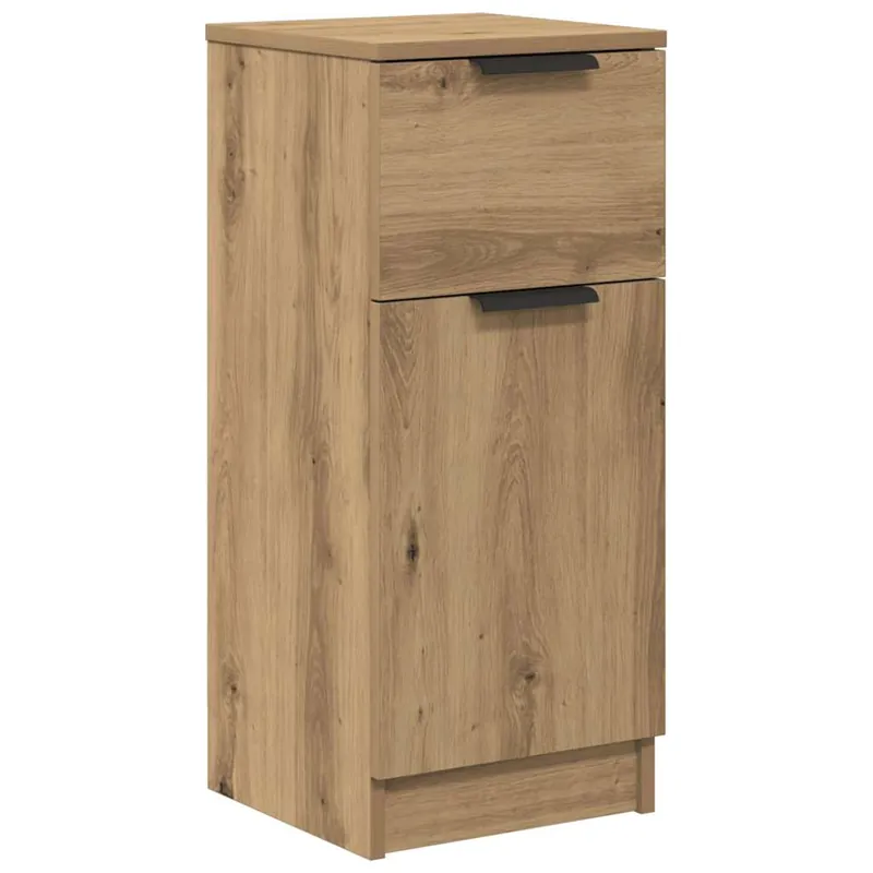 Aparador - Mueble de almacenamiento de madera contrachapada gris hormigón 30x30x70 cm es2646