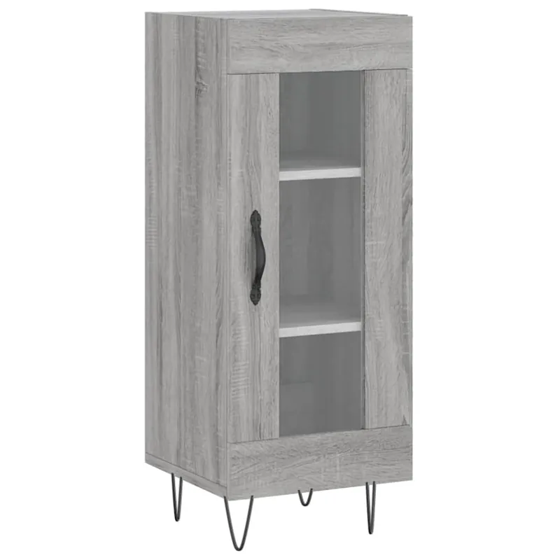 Aparador - Mueble de almacenamiento de madera contrachapada gris hormigón 34,5x34x90 cm es2765