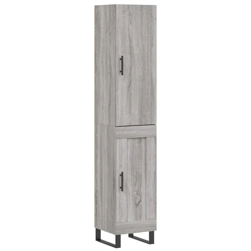 Aparador - Mueble de almacenamiento de madera contrachapada gris hormigón 34,5x34x180 cm es2692