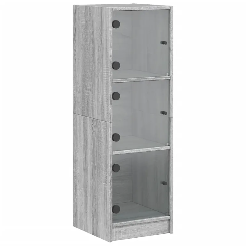 Aparador - Mueble de almacenamiento con puertas de vidrio roble Sonoma 35x37x109 cm es2138