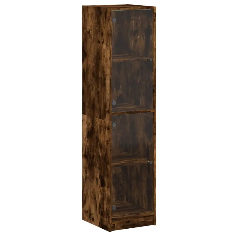 Aparador - Mueble de almacenamiento con puertas de vidrio roble Sonoma 35x37x142 cm es2139