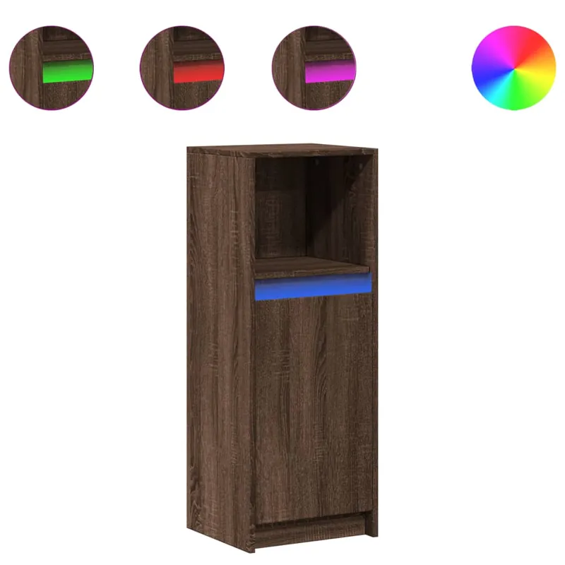 Aparador - Mueble de almacenamiento con LED madera ingeniería marrón roble 38x34x100 cm es1898
