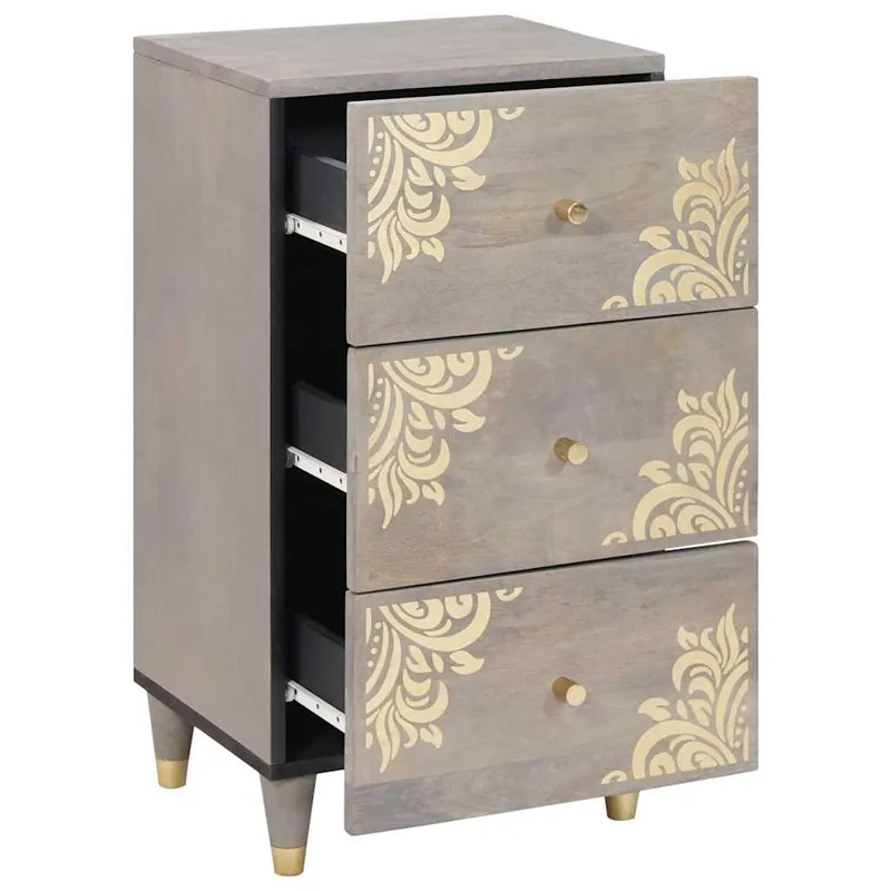 Aparador - Mueble de almacenamiento con cajón Negro 40 x 33 x 75 cm Madera de mango maciza es1768