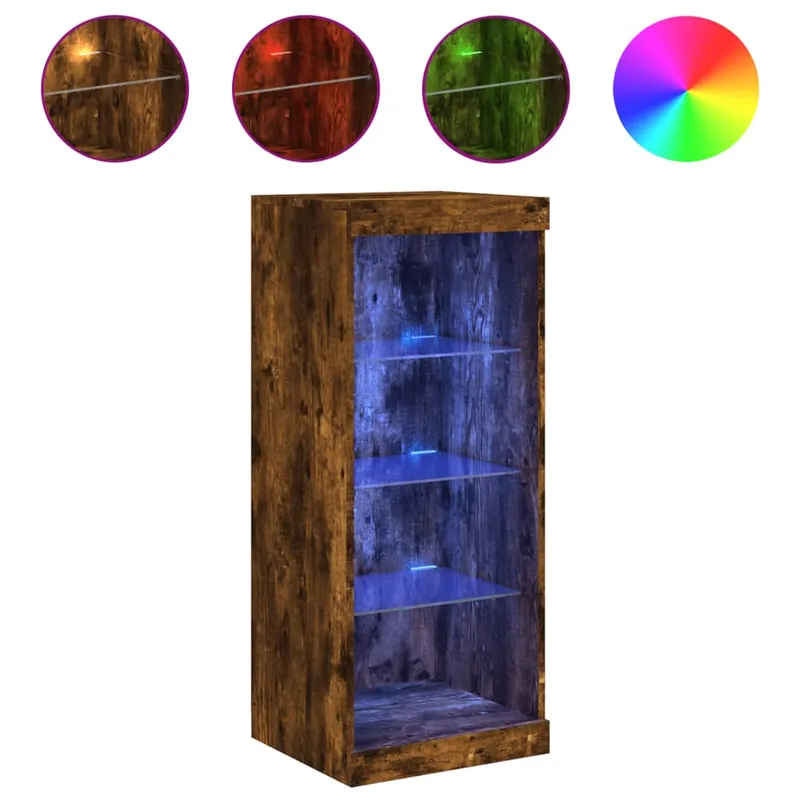 Aparador - Mueble de almacenamiento con luces LED roble Sonoma 41x37x100 cm es2078