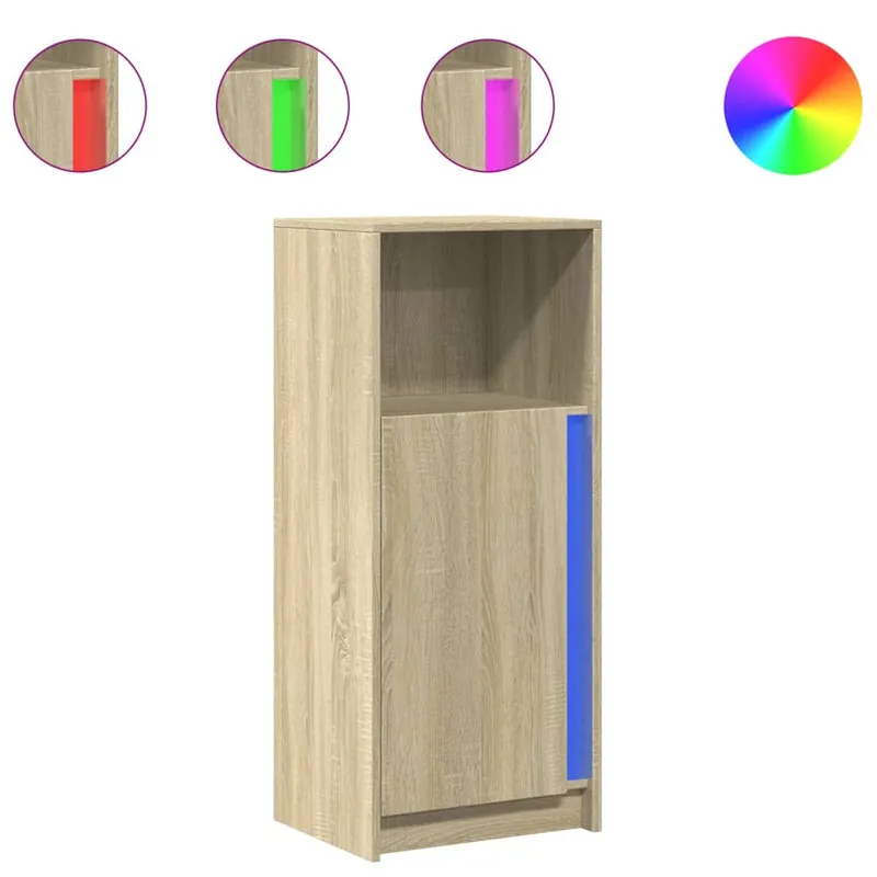 Aparador - Mueble de almacenamiento con LED madera ingeniería roble Sonoma 42,5x34x100 cm es1907