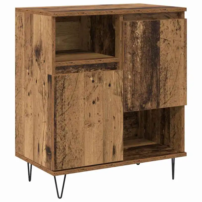 Aparador - Mueble de almacenamiento de madera contrachapada gris hormigón 60x35x70 cm es2809