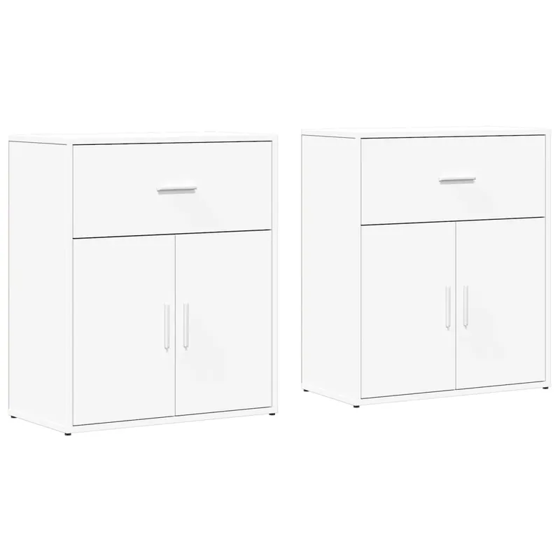 Aparador - Mueble de almacenamiento de madera de ingeniería 2 uds roble ahumado 60x31x70cm es3119