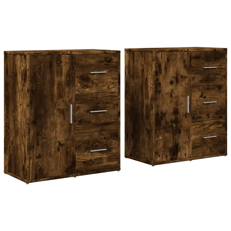 Aparador - Mueble de almacenamiento de madera de ingeniería 2 uds roble Sonoma 60x31x70 cm es3124