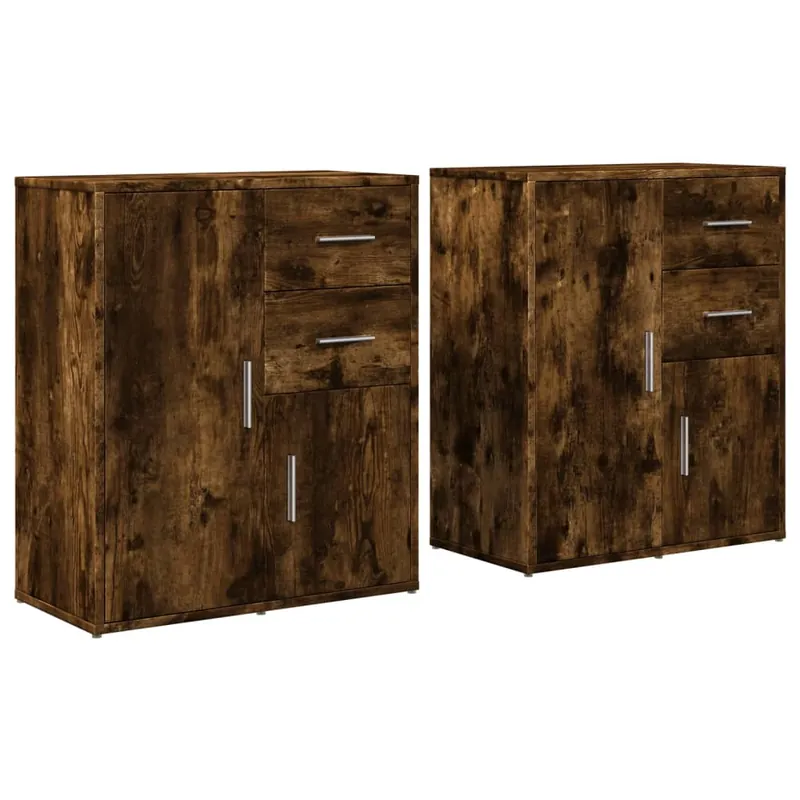 Aparador - Mueble de almacenamiento de madera de ingeniería 2 uds blanco 60x31x70 cm es3112