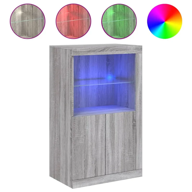 Aparador - Mueble de almacenamiento con luces LED madera de ingeniería roble Sonoma es2006