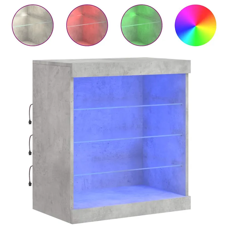 Aparador - Mueble de almacenamiento con luces LED gris Sonoma 60,5x37x67 cm es1989