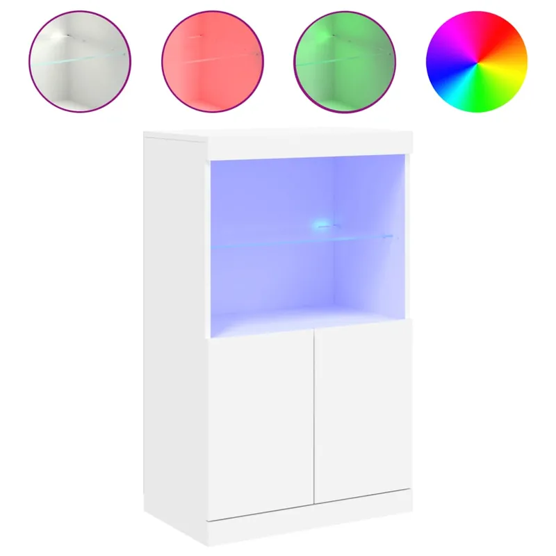 Aparador - Mueble de almacenamiento con luces LED roble Sonoma 60,5x37x100 cm es2081