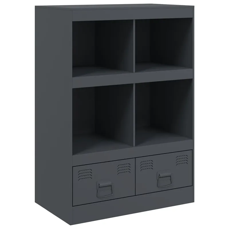 Aparador - Mueble de almacenamiento de acero gris antracita 67x39x95 cm es2242
