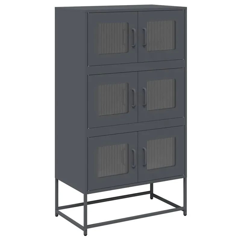 Aparador - Mueble de almacenamiento de acero negro 68x39x123 cm es2349