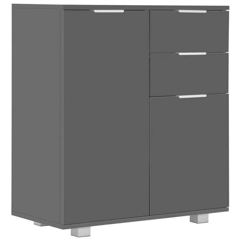 Aparador - Mueble de almacenamiento de aglomerado gris brillante 71x35x80 cm es2416