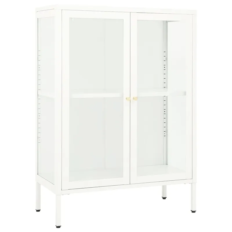 Aparador - Mueble de almacenamiento de acero y vidrio gris antracita 75x35x105 cm es2406