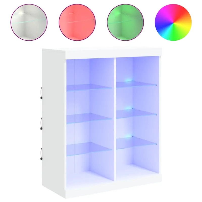 Aparador - Mueble de almacenamiento con luces LED gris hormigón 81x37x100 cm es1968