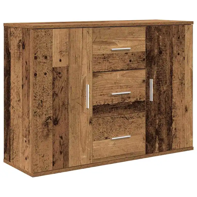 Aparador - Mueble de almacenamiento de madera de ingeniería envejecida 90x29,5x65 cm es3257