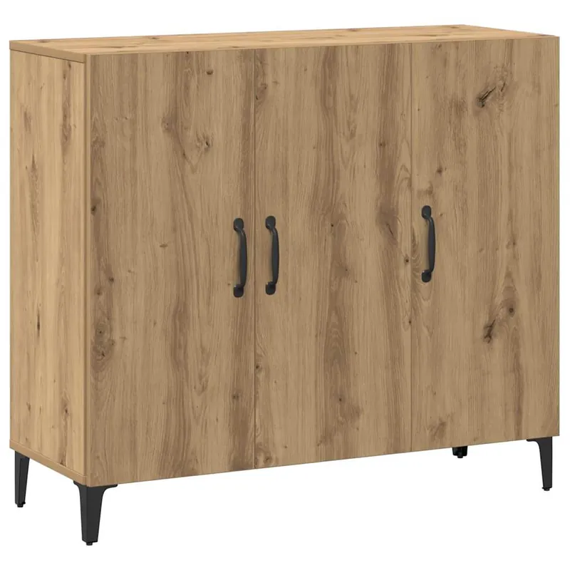 Aparador - Mueble de almacenamiento de madera de ingeniería roble ahumado 90x34x80 cm es3646
