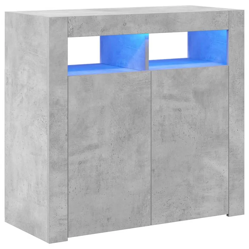 Aparador - Mueble de almacenamiento con luces LED gris Sonoma 80x35x75 cm es1991