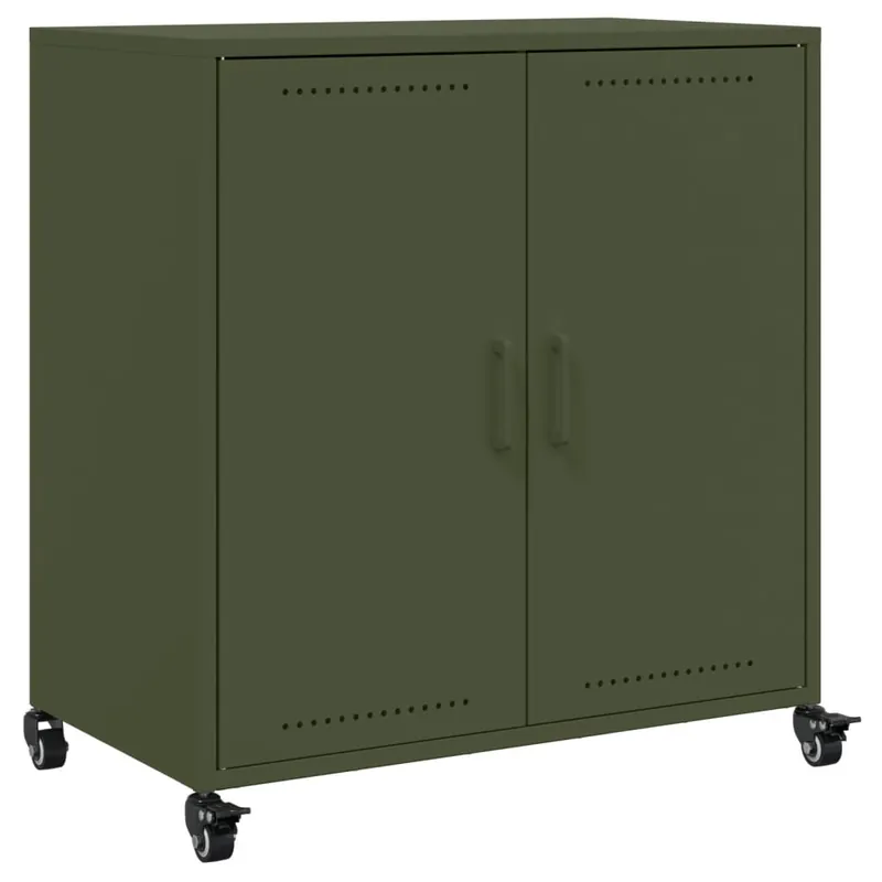 Aparador - Mueble de almacenamiento de acero verde oliva 68x39x72 cm es2397