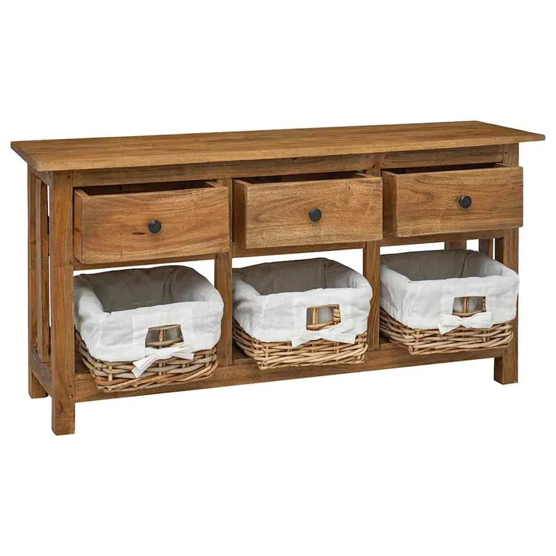 Aparador - Mueble de almacenamiento de madera maciza de caoba 100x30x50 cm es3859