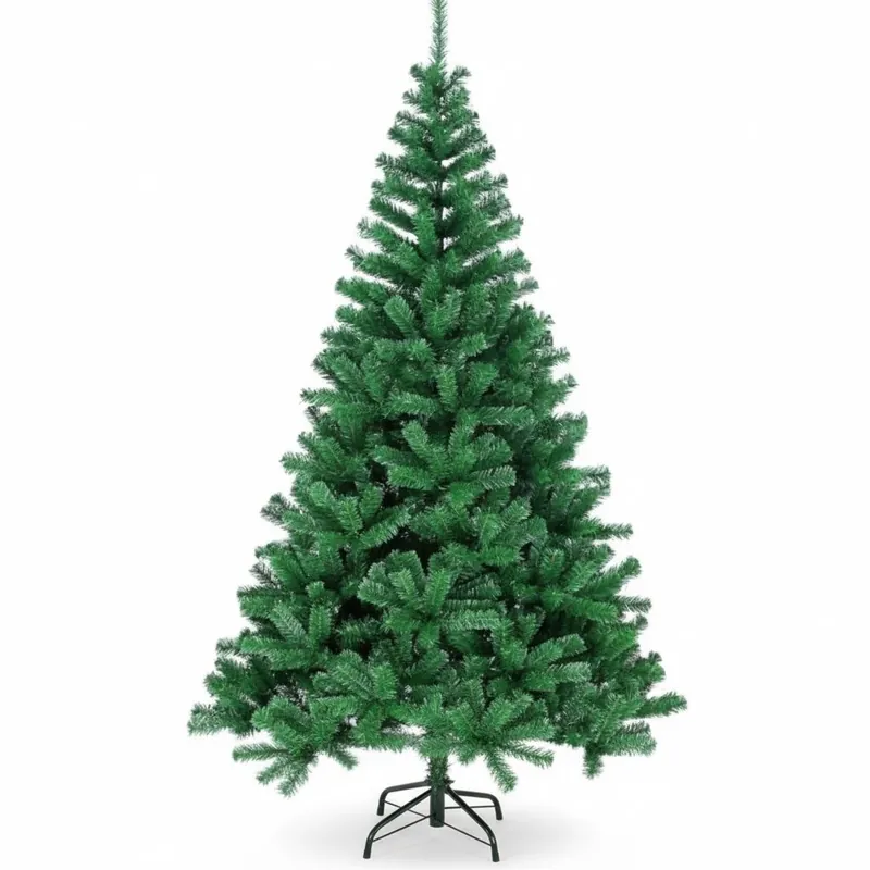 Árbol de Navidad Artificial Verde 180cm con Base Metálica Ideal para Decoración Navideña