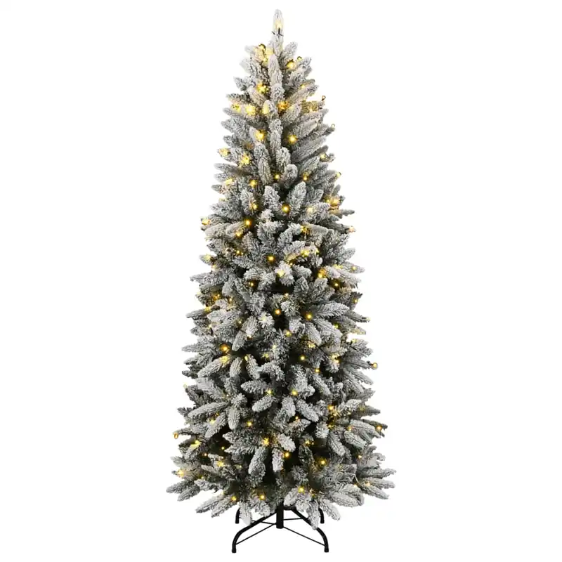 Árbol de Navidad artificial con 150 LEDs y nieve flocada 150 cm - Decoración