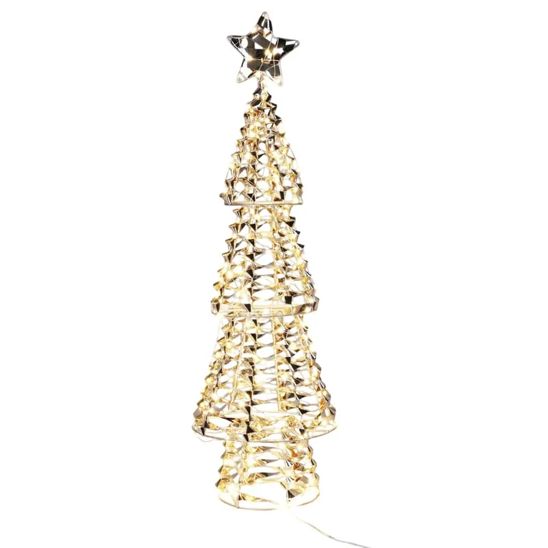 Well Home Árbol de Navidad con 200 micro Luces LED en blanco cálido diseño retorcido 68x21x21cm - Decoración