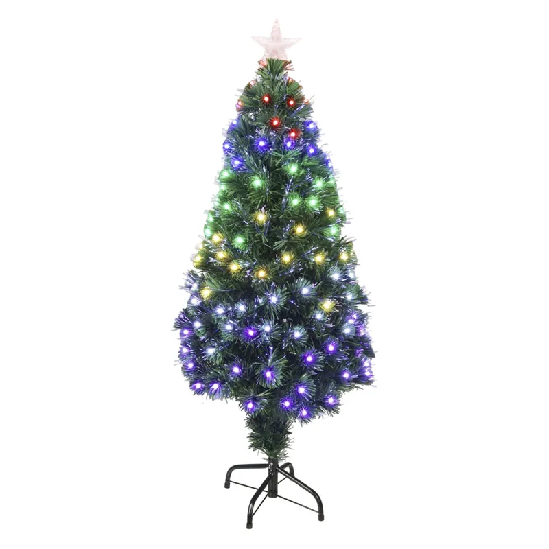 Well Home Árbol de Navidad de fibra óptica con 135 Luces LED RGB y 8 funciones de color H.120cm - Decoración
