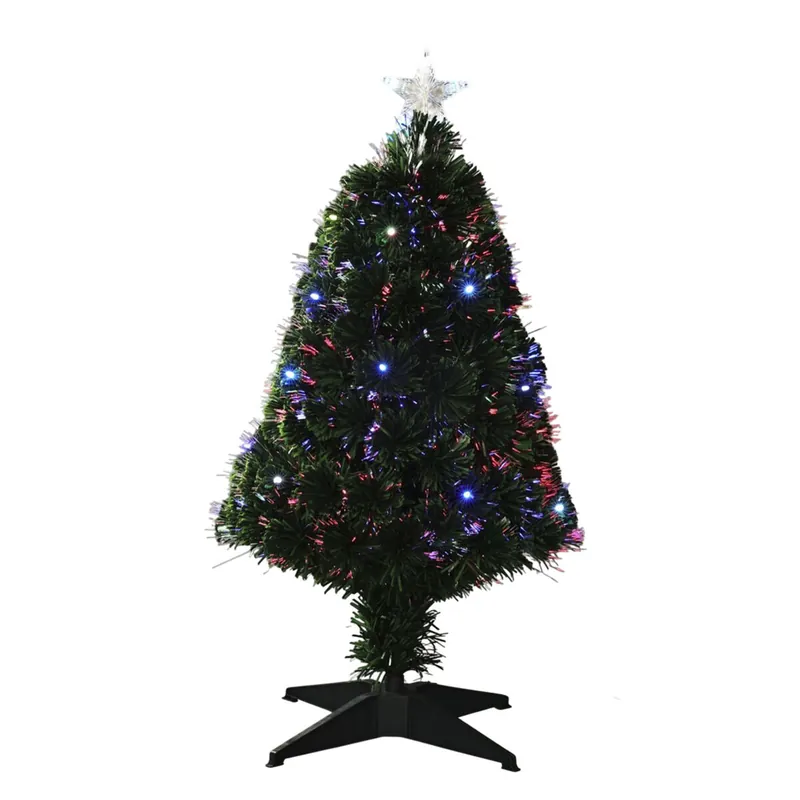 Well Home Árbol de Navidad de fibra óptica con 20 Luces LED Multicolor con estrella 43x43x90cm - Decoración
