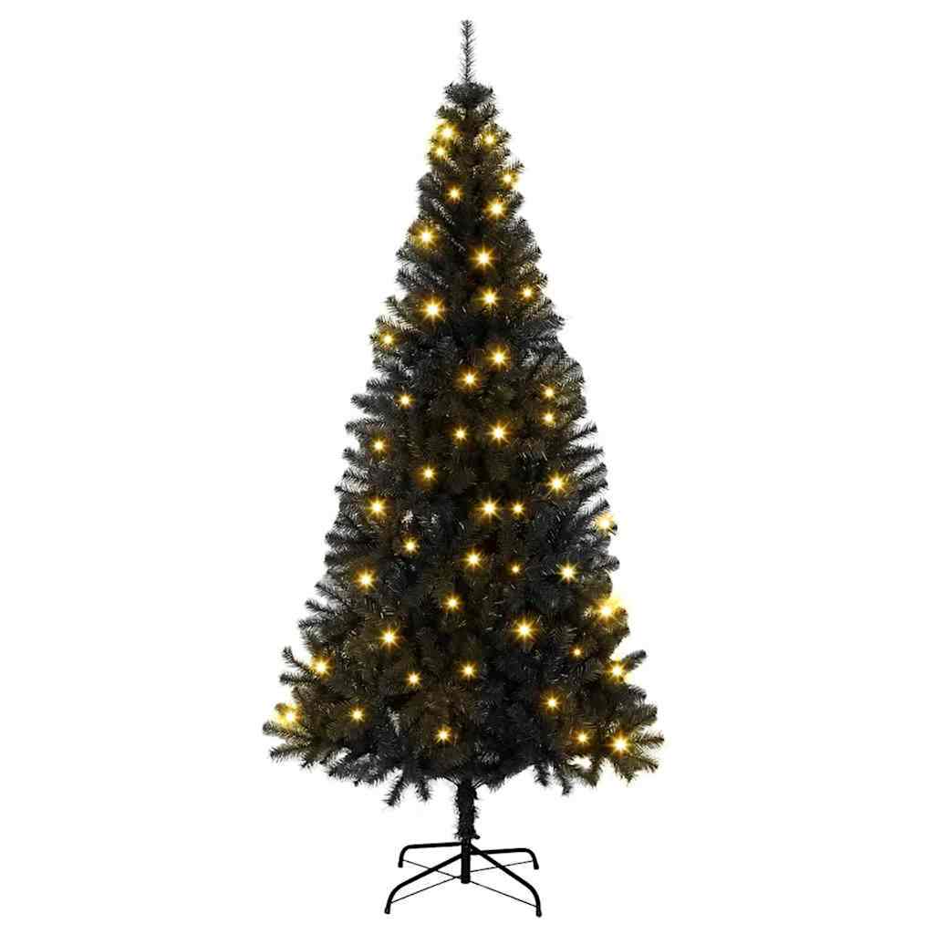 Árbol de Navidad - Árbol navideño con 300 LED con soporte Negro 180 cm PVC