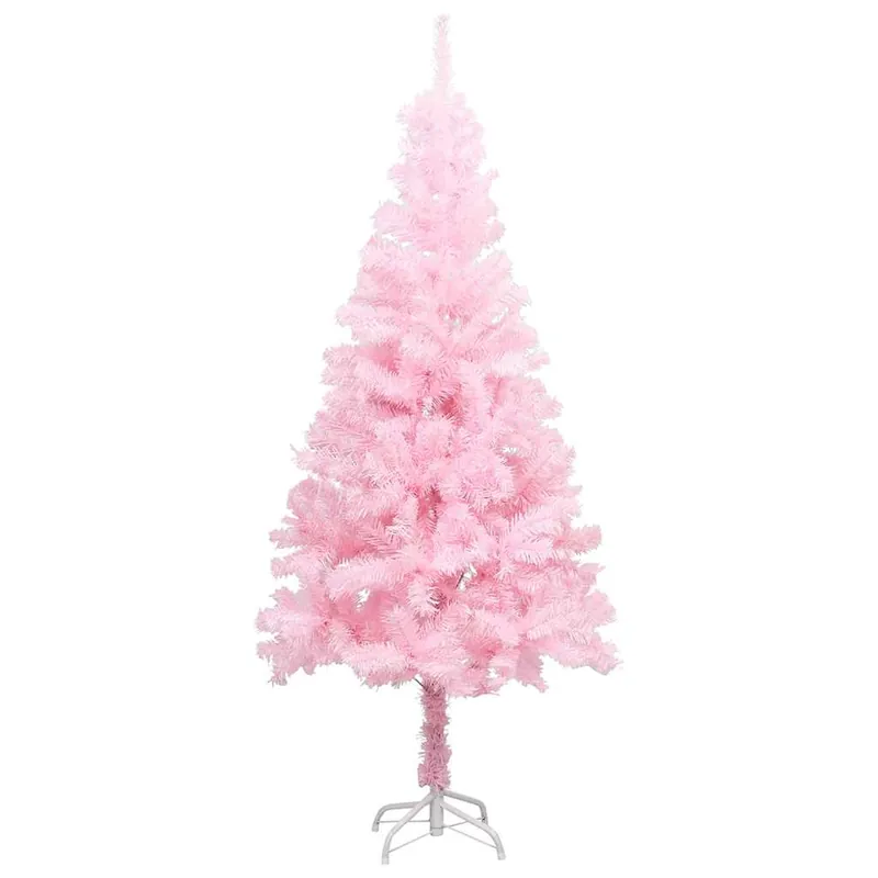 Árbol de Navidad - Árbol navideño preiluminado con luces y bolas rosa 120 cm