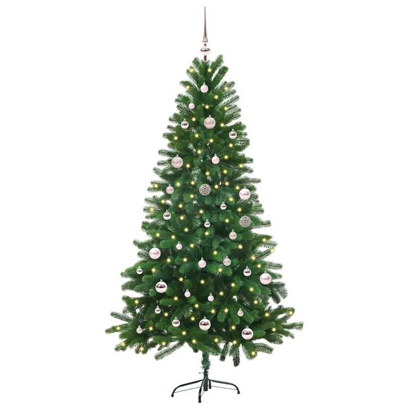 Árbol de Navidad - Árbol navideño con 150 LED con soporte Verde 150 cm PE