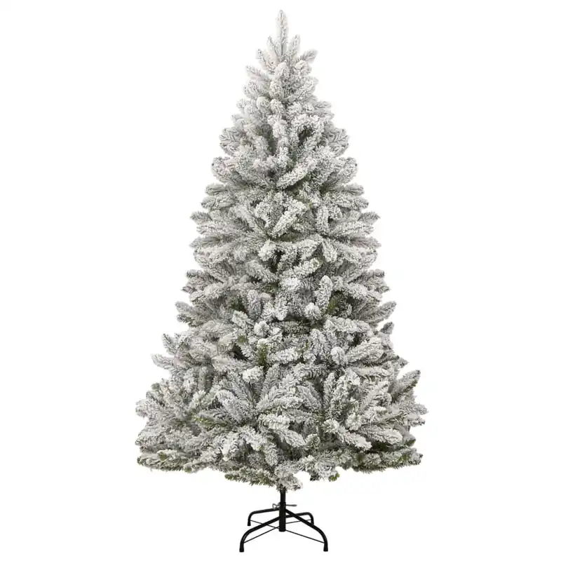 Árbol de Navidad - Árbol navideño artificial con bisagras y nieve flocada 210 cm